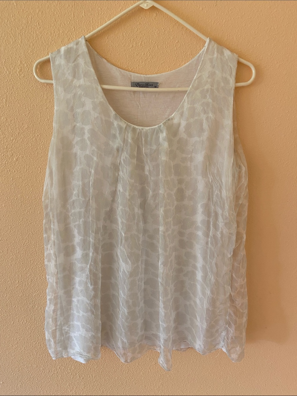Women’s Elena Baldi Silk Tank Top Blouse Watermark/Animal Print, Size Medium